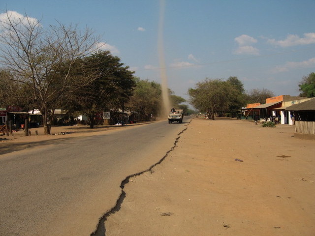 Dust devil on road
