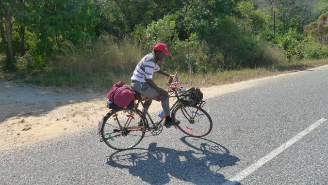 A guy with an amazing bicycle