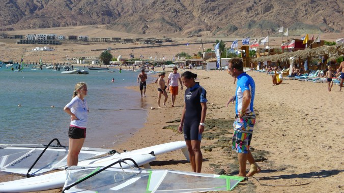 Fanny's daily windsurfing lessons