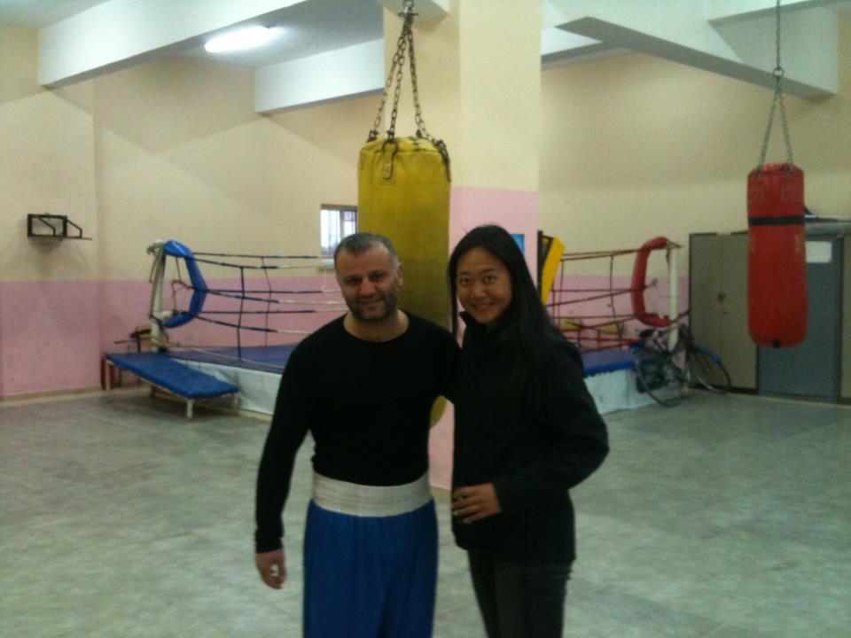 We love Turkey ... such a beautiful country and lovely people. Fanny being given the tour of a local boxing gym in Mersin