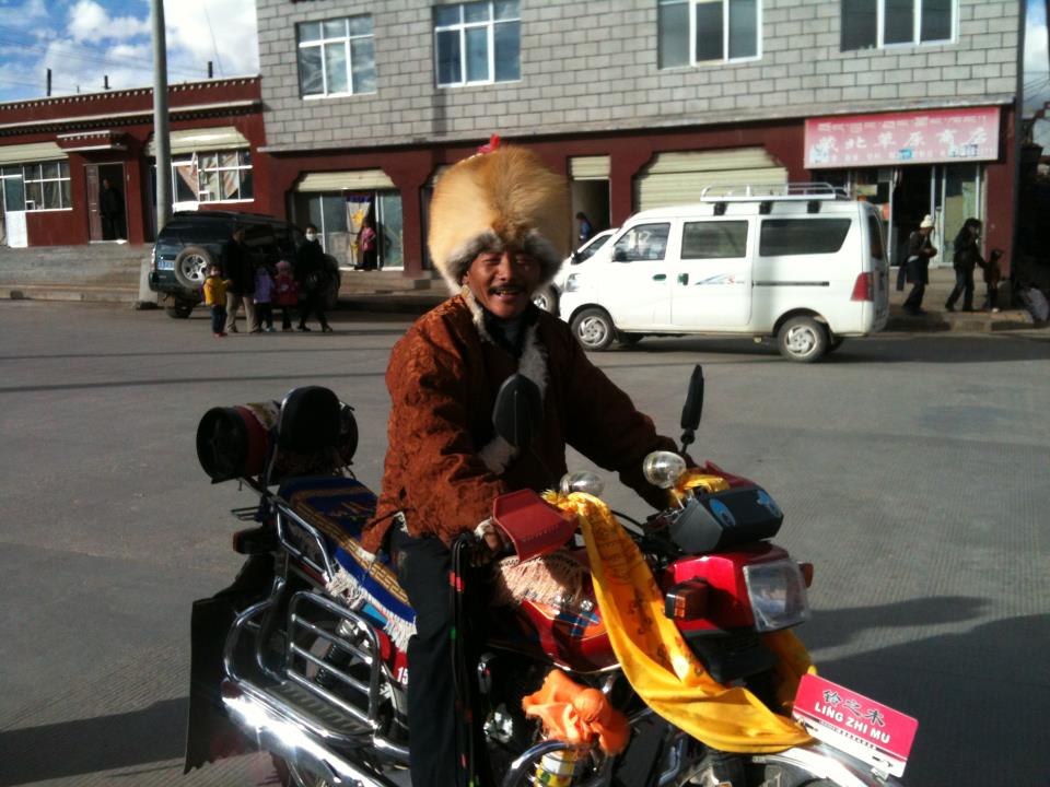 Local bikers ... lovely foxy hat.