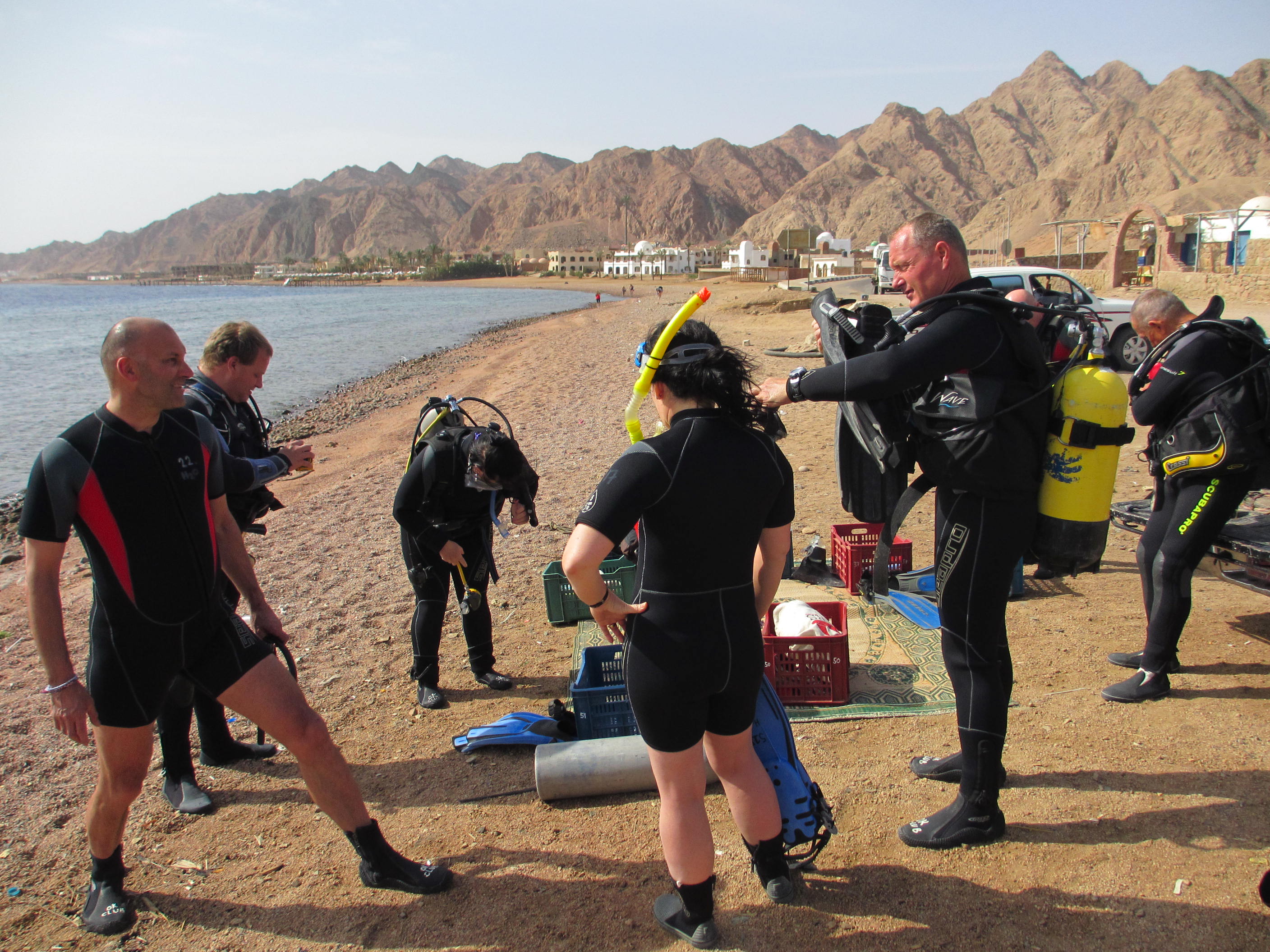 Our friends, Andrea and Gary who came out to Dahab to stay with us. John and Tony (Dive masters) in the background 