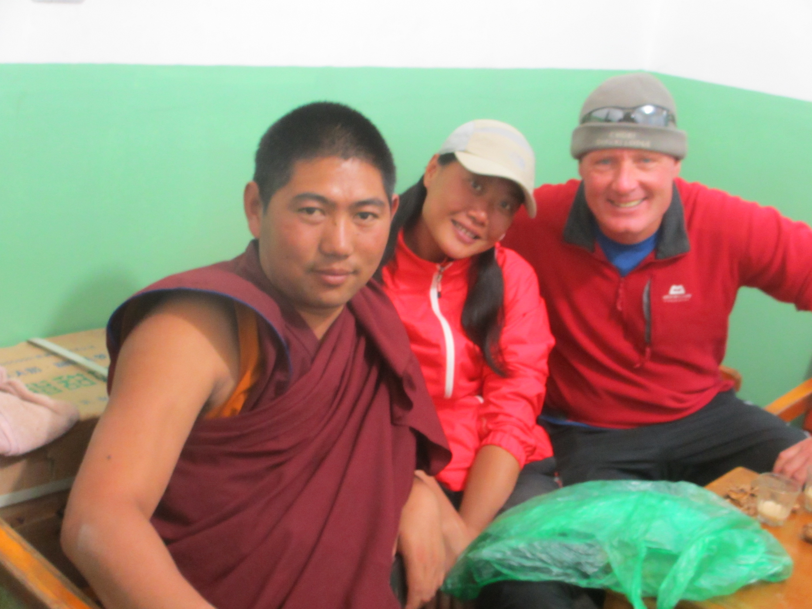 Our good friend, Si Ba whom we first met on the Tibetan Plateau and now having yaks milk tea and walnuts in a local tea house in Lhasa