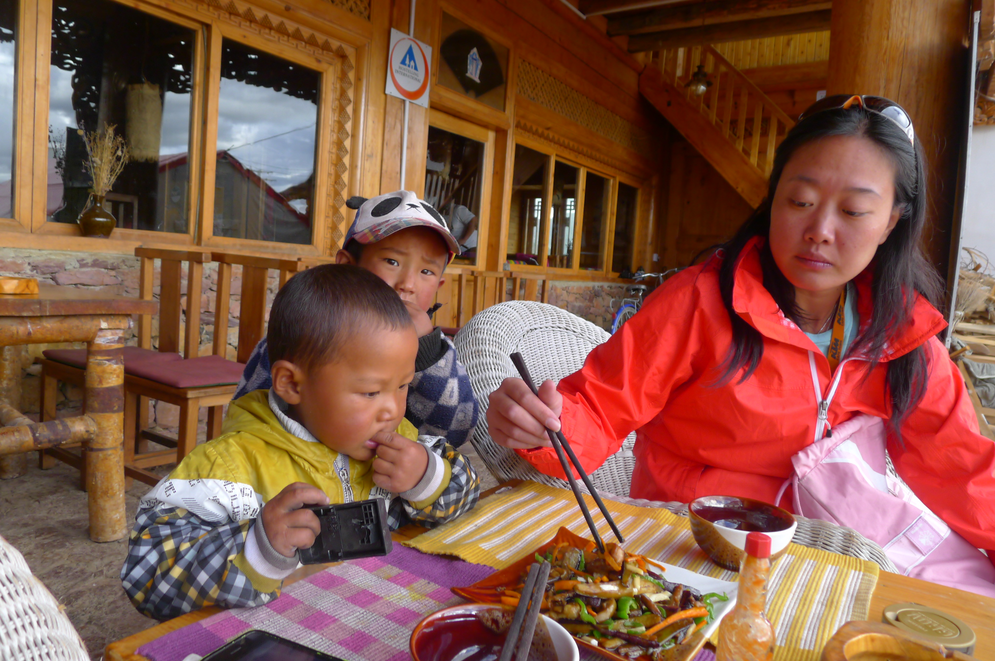 A little friend in Shangri La (Yunnan)  helping himself to Fanny's dinner