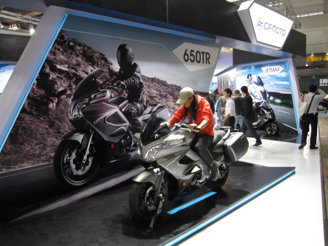 Fanny on a bike like ours... the touring CF Moto 650 TR. It has been a great bike. Technical review of bike to follow soon. 