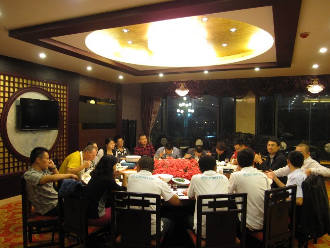 Eating my third dinner of the evening and still going strong. Thanks to CF Moto and the press. 