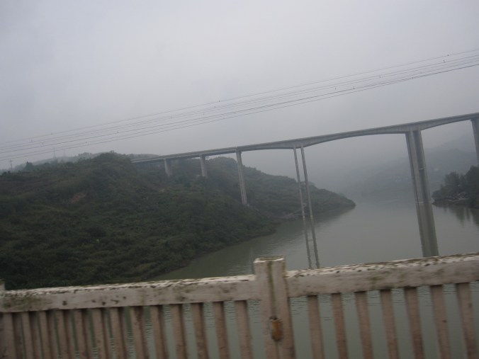 We could see the highway high up above us... passing through tunnels and over impressive bridges for many miles.
