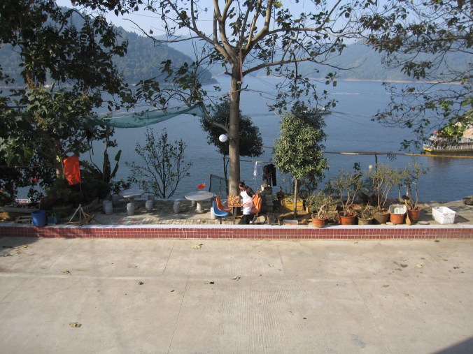 View from our room. We were delighted to find this idyllic spot in Anhui. A perfect place to relax for a few days near the end of our big bike trip