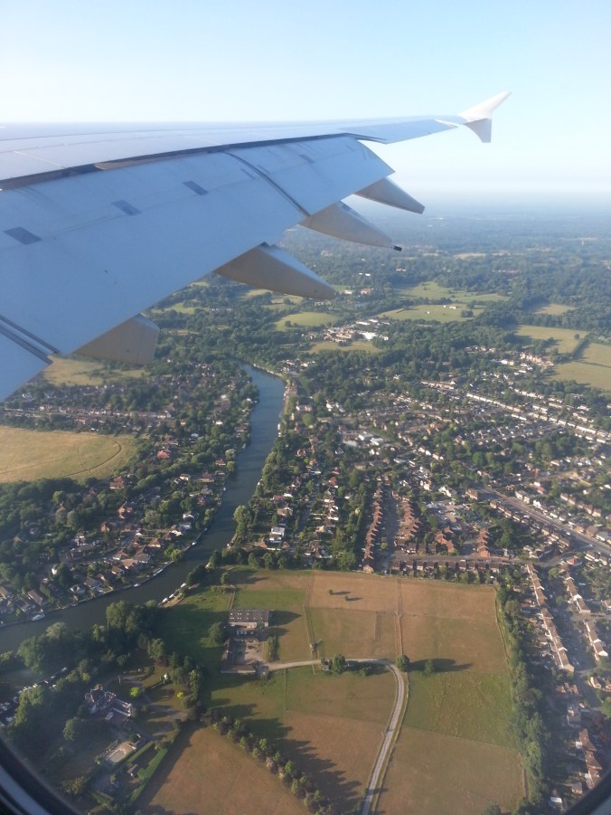 Arriving back in Blighty ... looking unusually pleasant down there