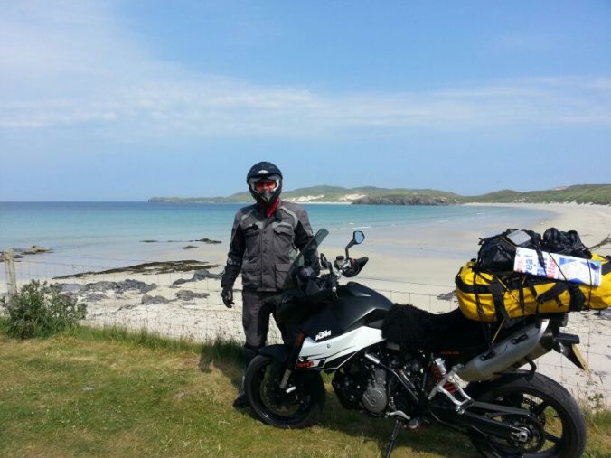 Lots of white sand beaches along the west and north coast of Scotland. 