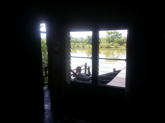 Relaxing between riding